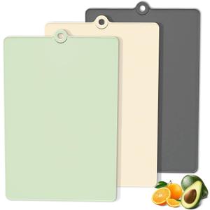 TPU Cutting Boards for Kitchen, Plastic Chopping Board Set of 3, Flexible Cutting Mat Double Sided Food Grade, Dishwasher Safe for Chopping Meat, Veggies, Fruits, Camping, BPA Free, 14.6"x9.84"x0.2" (Mix-3 Pack)