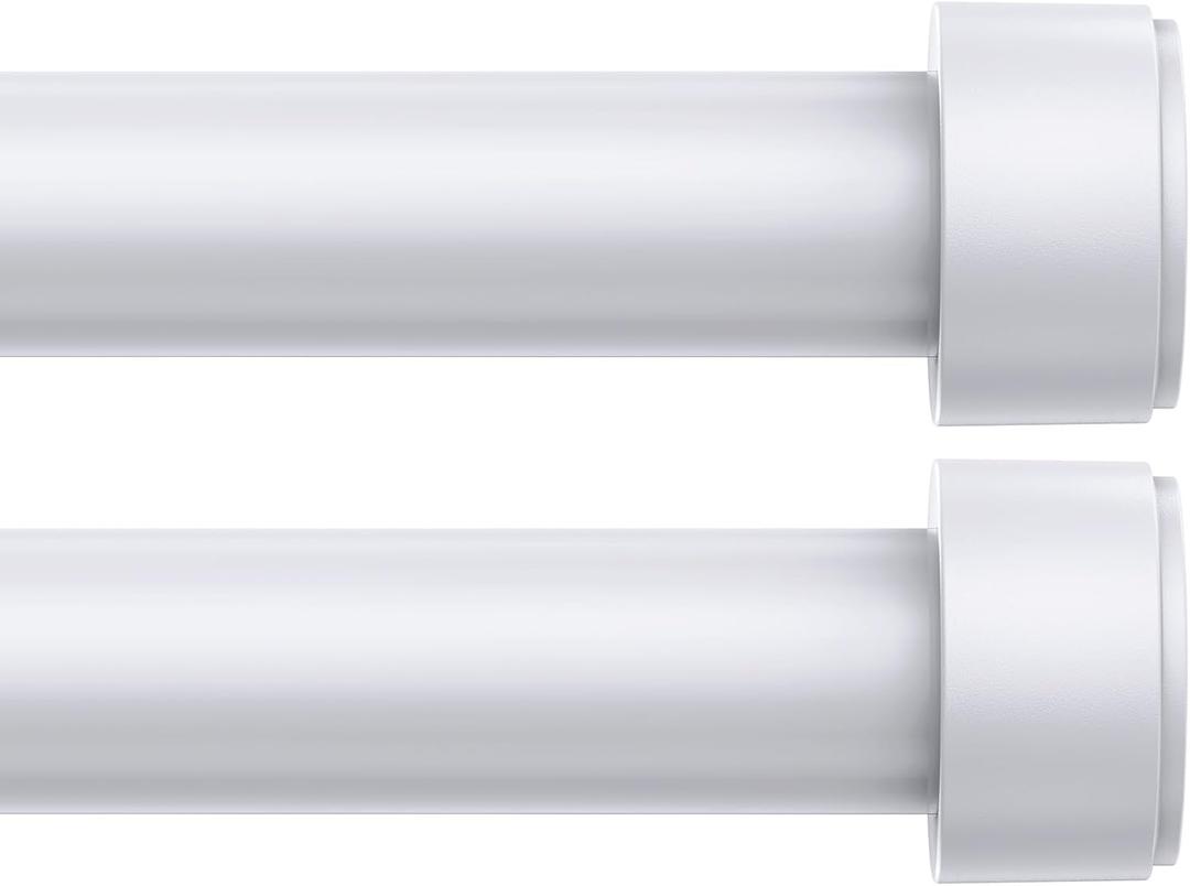 2 Pack Curtain Rods for Windows 32-96 Inch, 1 Inch Adjustable White Curtain Rod Set with Brackets, Easy Install