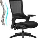 CLATINA Ergonomic High Swivel Executive Chair with Adjustable Height Head 3D Arm Rest Lumbar Support and Upholstered Back for Home Office Black Mesh/High Back