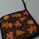 QUGRL Christmas Gingerbread Candy Oven Mitts and Pot Holders Set Merry Xmas Kitchen Oven Gloves Hot Pads Heat Resistant Handling Cooking Cookware Bakeware BBQ (Pattern7)