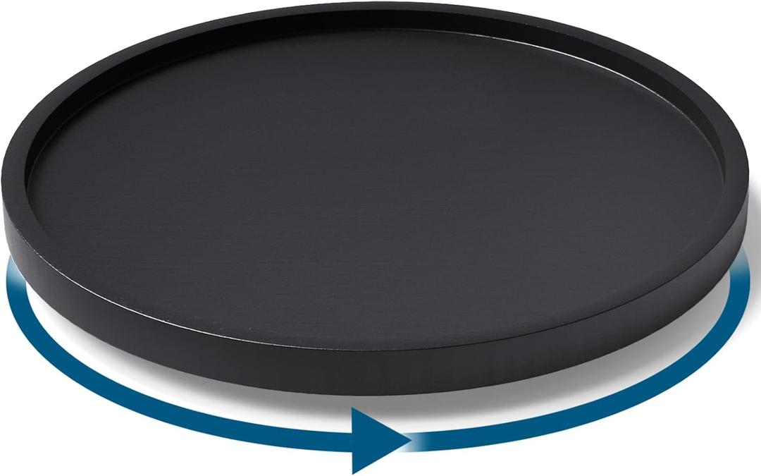 Lazy Susan Organizer for Kitchen,Bamboo Turntable for Cabinet,Pantry,Vanity,Middle , Black (9.8in)