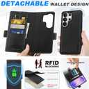 SHIELDON Wallet Case for Galaxy S26 Ultra 6.9-inch 2026, Genuine Leather, Removable, Folio Magnetic, RFID Blocking Card Holder, Kickstand, Shockproof Cover, Not Support Wireless Charging - Retro Black