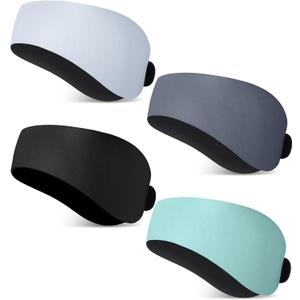Lunmon 4 Pieces Swimming Headbands Waterproof Safety Earplugs for Adults Colorful Water Headbands Adjustable Swimming Ear Band Protectors for Pool Surfing Diving Showering Water Sports(Dark Color)