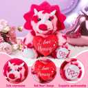 2 x Kasyat Valentine Gift 12' Big Triceratops Stuffed with Heart Cute Plush Animal Valentine Soft Dinosaur Pink Romantic Gift Adorable Home Decoration for Birthday Anniversary Girlfriend Boyfriend Lover