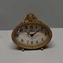 NIKKY HOME Vintage Table Top Clock, Silent Small Shelf Desk Clock Battery Operated Rustic Design, Home Decor for Living Room, Bedroom, Bedside, Gift Clock - Gold