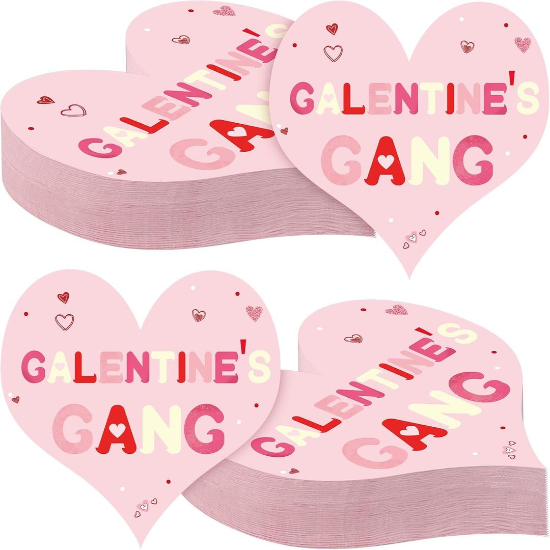 3 x 100Pcs Galentine's Day Napkins Pink Heart Shape Galentine's Decorations Girls Ladies Galentines Day Party Decorations for Valentines Celebrations Events and Party Decor Ideas, 6.3 In