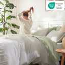 Litanika White Comforter Set Queen Size, 3 Pieces Lightweight Solid Bedding Comforter Set, All Season Fluffy Bed Set (90x90In Comforter & 2 Pillowcases)