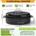 13 Roasting Pan, Turkey Roasting Pan, Small Oval Roaster Pan With Lid For 7 Lb Turkey, Chicken, Lamb, Beef, Vegetables, Casserole, Bread