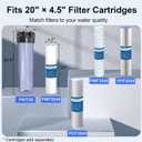 PWT20 Whole House Water Filter Housing, Fits 20 x 4.5 Big Blue Filters, Inline Pre-Filtration System for RV, Home Well and City Water Sediment etc with 1" NPT Port, Pressure Relief Valve