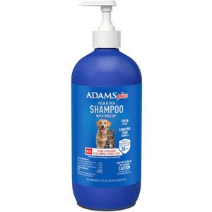ADAMS Plus Flea & Tick Shampoo with Precor for Dogs, Cats, Puppies & Kittens, Flea Shampoo to Treat Flea Infestations, Kills Ticks, Fleas, Flea Eggs & Lice, Cleans and Conditions Coat, 24 Ounces