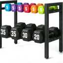 Dumbbell Storage Rack, Weight Rack for Dumbbells, 2 Tier Adjustable Kettlebell Rack Shelf Weight holder for Home Gym Heavy-Duty Space-Saving (Rack Only)