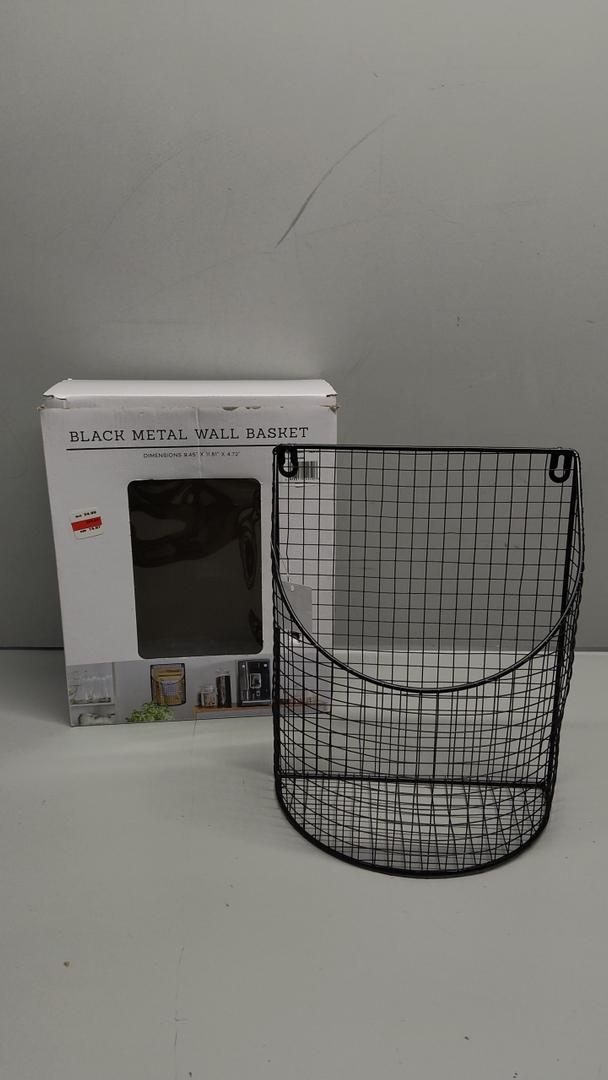 Black Metal Wall Basket 9.45 x 11.81 x 4.72