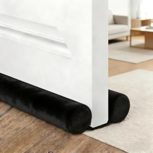 Door Draft Stopper for Bottom, Sweep Weather Stripping Seal Noise, Home Essentials, Door Sweep Soundproofing Strip for Home, Adjustable Under Door Blocker (Removable Fabric/Sponge), Black