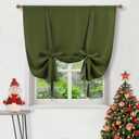DWCN Blackout Curtains-Tie Up Shade for Window Thermal Insulated Room Darkening Rod Pocket Curtains for Kitchen, Olive Green, W42 X L63 Inches, 1 Panel