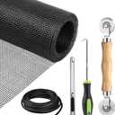 Window Screen Replacement Kit, 59"x106" Window Screen Mesh with 32Ft Spline/Rolling Tool/Hook/Cutter, 5-in-1 Window Screen Repair Kit for Window and Screen Door