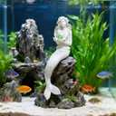 Teaeeno Unique Mermaid Fish Tank Decorations, Mermaid Statue Decor House Ornament Kit, Aquarium Decor, Charming Mermaid Decor Statue, Resin Aquarium Dcor Thematic Ornaments (White)