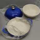 Dutch Oven Bread Baking Pot with Lid 6QT Enameled Cast Iron Oven, Gradient Blue Design & Complete Sourdough Kit (Banneton Basket, Dough Tools, Silicone Sling) for Artisan Bread Making