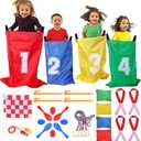 GOLDGE 28 Piece Outdoor Games Kit for Kids, Includes Potato Sack Race Bags, Bean Bag Toss, 3 Legged Race Bands, Egg Spoon Relay, for Easter & Birthday Parties (Potato Sack Race Bags)