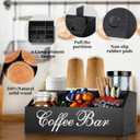 Coffee Station Organizer Pods Holder for Counter, Farmhouse Wood Coffee Bar Accessories and Tea Condiment Basket Storage Organizer Decor