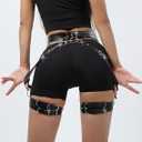 Women's Gothic Leather Thigh Harness – Adjustable Leg Garter Belt for Lingerie, Cosplay, Carnival & Punk Party Outfits (White)