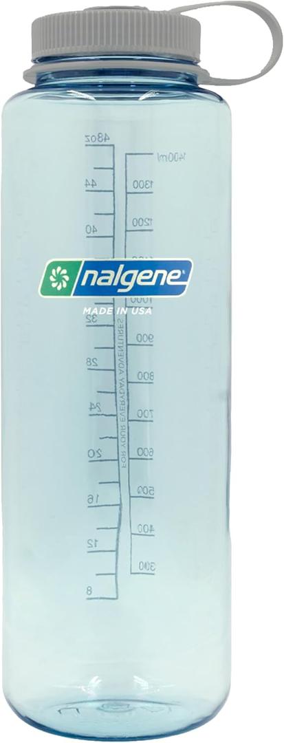 Nalgene 48 oz Wide Mouth Water Bottle | BPA-Free, Durable & Leak Proof, Large & Lightweight for Hiking, Gym & Sports, Seafoam