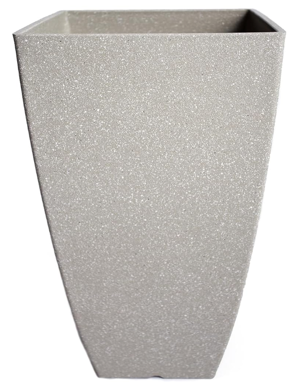 RUBBER BOND Plant Pots - Modern Indoor/Outdoor Planters for Home Decor - Weather-Resistant Large Flower Pots - Lightweight 22 Inches Tall Planters - Grey Concrete Color Square Pots for Plants