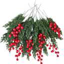 AFPV Christmas Decorations for Home Indoor Artificial Evergreen Pine Branches with Red Berry Stems for Christmas Trees, Plants Decor & Navidad Decoracin (Red Berry Set)
