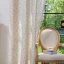 Deep Dream Grommet Semi-Sheer Boho Curtains 84 Inch Length 2 Panels for Living Room, Linen Blend Tassels Farmhouse Curtains with Embroidery for Bedroom (52" W x 84" L, 2 Panels, Floral)