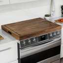 BLUEWEST Noodle Board Stove Cover with Handles, 3 in 1 Wood Stove Top Covers Board for Gas Burners and Electric Stove, Wooden RV Stovetop Cover, Tray for Kitchen Counter Space with Juice Grooves (Walnut)