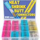 330PCS haisstronica Heat Shrink Butt Connectors-Marine Grade Waterproof Electrical Crimp Wire Connectors Kit-Tinned Red Copper Insulated, for Boat,Truck,Stereo,Joint(4Colors/4Sizes)
