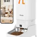 Automatic Cat Feeder with Camera - 7L/29 Cups Auto Dog Feeder with Large Food Tray & 1080P Night Vision, Elevated Bowl, 2-Way Audio, 10s Voice Recording, 5G WiFi Timed Cat Food Dispenser, 1-15 Meals