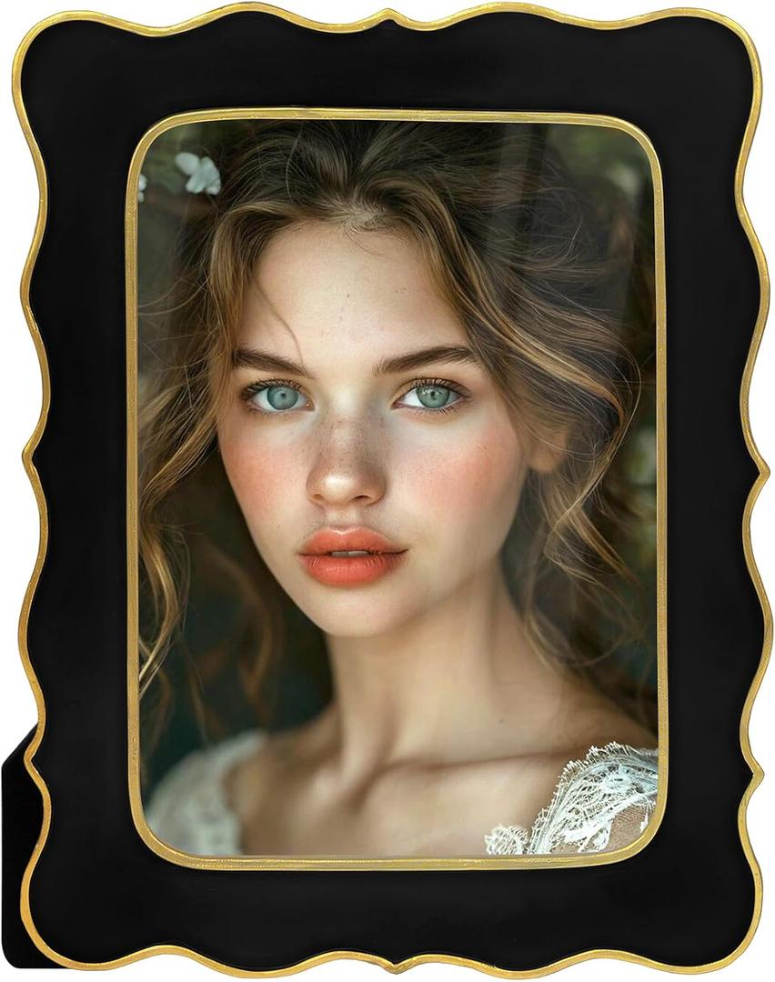 5x7 Vintage Picture Frame, Ornate Antique Photo Frames with with Glass Front, Elegant Picture Frame for for Wall or Tabletop Display, Gift ldeas for Home Decor (Black Gold)