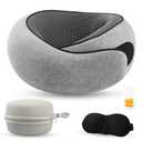 VOOMIKON Neck Pillow Airplane, Travel Pillows for Airplanes, Memory Foam Adjustable Portable Neck Pillow for Traveling, Car Rides, and Home Use (Gray)