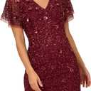 Adrianna Papell Women's Bead Mesh Dolman Sheath (Purple, M)