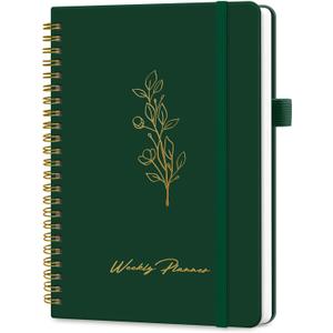 Undated Weekly Planner, Weekly To Do List Notebook with Goal & Habit Tracker Organizer, A5 Weekly Planner Notebook with Spiral Binding, 6.1" x 8.2" - Dark Green