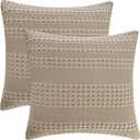 PHF 100% Cotton Waffle Weave Euro Sham Covers, 2 Pack 26" x 26" Bed Pillow Covers for Elegant Home Decor, No Filling, Luxury Aesthetic Soft Euro Pillow Cases for Bed, Simply Taupe