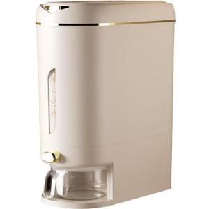 NLLATEI Countertop Rice Dispenser, Cereal Dispenser Storage Container With Measuring Cup For Rice, Beans, Grains, Large Capacity Food Dispenser For Pantry Home Kitchen(Cream, 22Lbs)