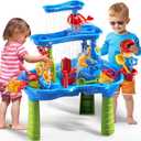JUKUDAHU 3-Tier Sand and Water Table Toys for Kids Aged 3 4 5 6 7 8, Outdoor Activity Playset Sensory Play Table with Beach Toys Accessories Water Waterfall, Birthday Gifts for Toddlers 3-4 3-5 4-6