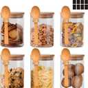 Glass Jar with Bamboo Lids,Overnight Oats Containers with Lids,Glass Food Storage Jars Containers,Kitchen Canisters for Candy,Cookie,Coffee,Sugar,Tea,Nuts,18.5oz/540ML(6PCS)