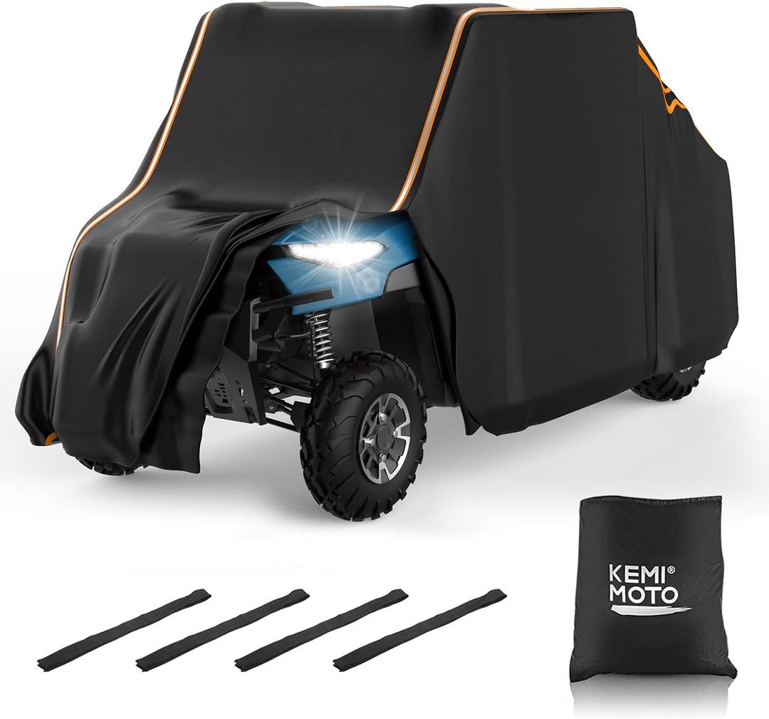 KEMIMOTO 420D Waterproof UTV Cover 4-6 Seater Compatible with Polaris Ranger Crew XP 1000 General RZR XP 4 Talon Pioneer Teryx 4 Uforce U10 Pro XL 2025 with Reflective Strips Easy Use Cover Medium