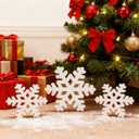 2 x Winter Decoration - 3PCS Snowflake Signs Rustic Wooden Snowflake Blocks Farmhouse Christmas Holiday Decor for Tiered Tray, Mantel and Table Centerpiece Displays