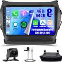 Hikity for Hyundai Santa Fe IX45 2013-2017 Radio, 8 Core 4+64GB Android 13 Car Stereo 9 Inch IPS Touchscreen Car Radio with Wireless Carplay Android Auto 59UI GPS WiFi 32EQ DSP Backup Camrea