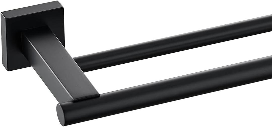 Miyili Matte Black Double Bath Towel Bar 36-Inch Stainless Steel Hand Towel Rack for Bathroom Wall Mount, A02B90B