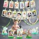 One Silly Goose 1st Birthday Party Decorations, Little Green Goose 12 Monthly Milestone Photo Banner Baby First Year Down Theme Photo Table Centerpiece for Baby Silly Goose First Theme Party