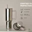 Stainless Steel 40 Oz Tumbler with Handle and Straw | Vacuum Insulated | Silicone Lid | Water Bottle Travel Mug | Gifts for Women Men Him Her | Electrolyte Series | Silver Metallic