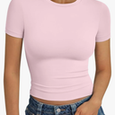 Trendy Queen Womens Short Sleeve T Shirts Summer Crop Tops Basic Slim Fit Gym Workout Y2k Clothes