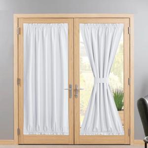 NICETOWN Sidelight Curtains for Front Door 72 inches Long 100% Blackout Linen Thermal Insulated Semi Sheer French Door Panels for Entry Front Cover Privacy, 54" W x 74" L, 1 Panel, White