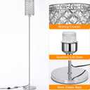 Crystal Floor Lamp,LED Modern Tall Light Standing Lamp, RGB LED Floor Lamp with On/Off Foot Switch Silver Tall Pole Lighting for Bedroom Remoter &APP Control Stepless Dimmable (E26 Base)