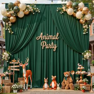 10x12 Forest Green Backdrop Curtain for Wedding Party 4 Panel 5×12FT Tall | Wrinke Free Hunter Green Backdrop Drapes Silky Draping Fabric Photo Back Drop Cloth for Baby Shower Photography Decor