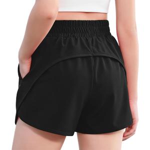 Zaclotre Girls Athletic Shorts with Zipper Pockets 2 in 1 Kid Workout Running Volleyball Soccer Shorts with Liner (Black)